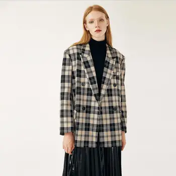 

spring autumn new fashion England style design ins hot popular blazer female professional plaid outerwear jacket F1017