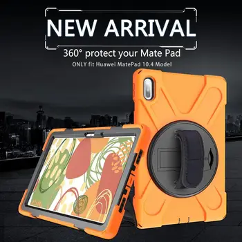 

For Huawei Matepad 10.4" Multifunction tablet Kids Safe Shockproof Heavy Duty Silicone+PC Kickstand Case w/Wrist +Shoulder Strap