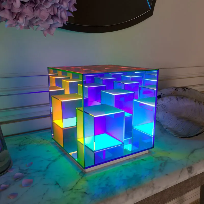 Светодиодный ночник Magic Cube 3D акриловая Настольная лампа с USB красочный