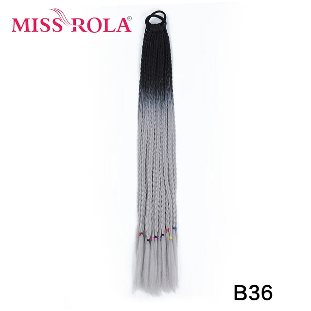 Synthetic Chignon Hair 60cm Hair Color Gradient Dirty Braided Ponytail Women Elastic Hair Rubber Band Hair Accessories Headband B36