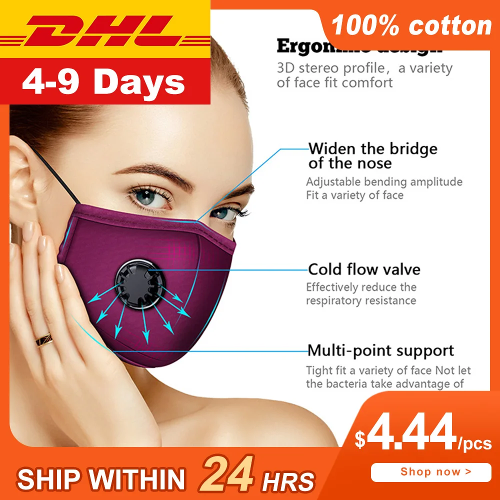 

Cotton PM2.5 Black mouth Mask anti dust mask Activated carbon filter Windproof Mouth-muffle bacteria proof Flu Face masks Care