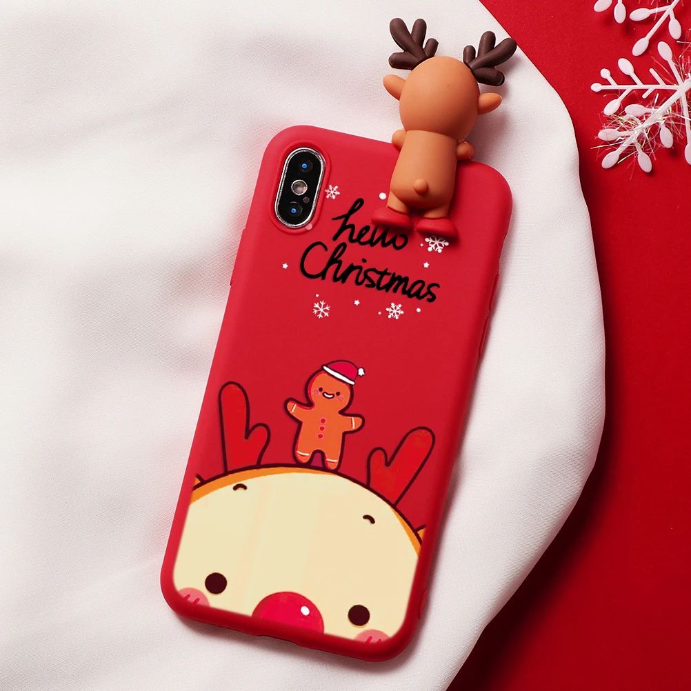 Мультяшный Рождественский Олень чехол для iphone 11 Pro XS Max XR X 5 5S Матовый ТПУ красный чехол для iphone 7 8 6 S 6 S Plus 7Plus чехол медведь - Цвет: Klho-sdjbgmz