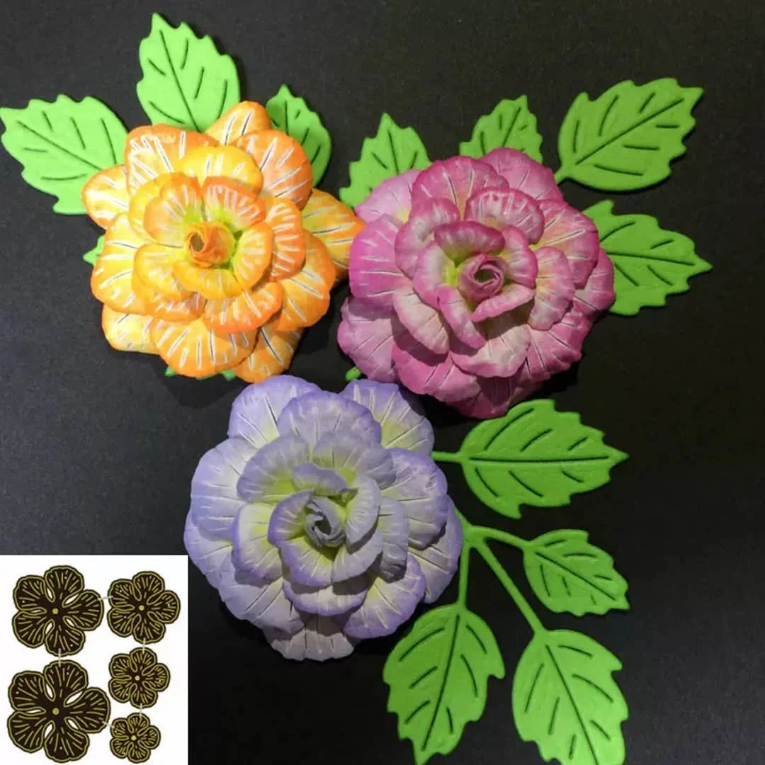 Ufurty 5pcs Flower Stitched Handcraft Metal Cutting Dies Embossing Die Stencil for DIY Scrapbooking Album Card Decorative | Дом и сад
