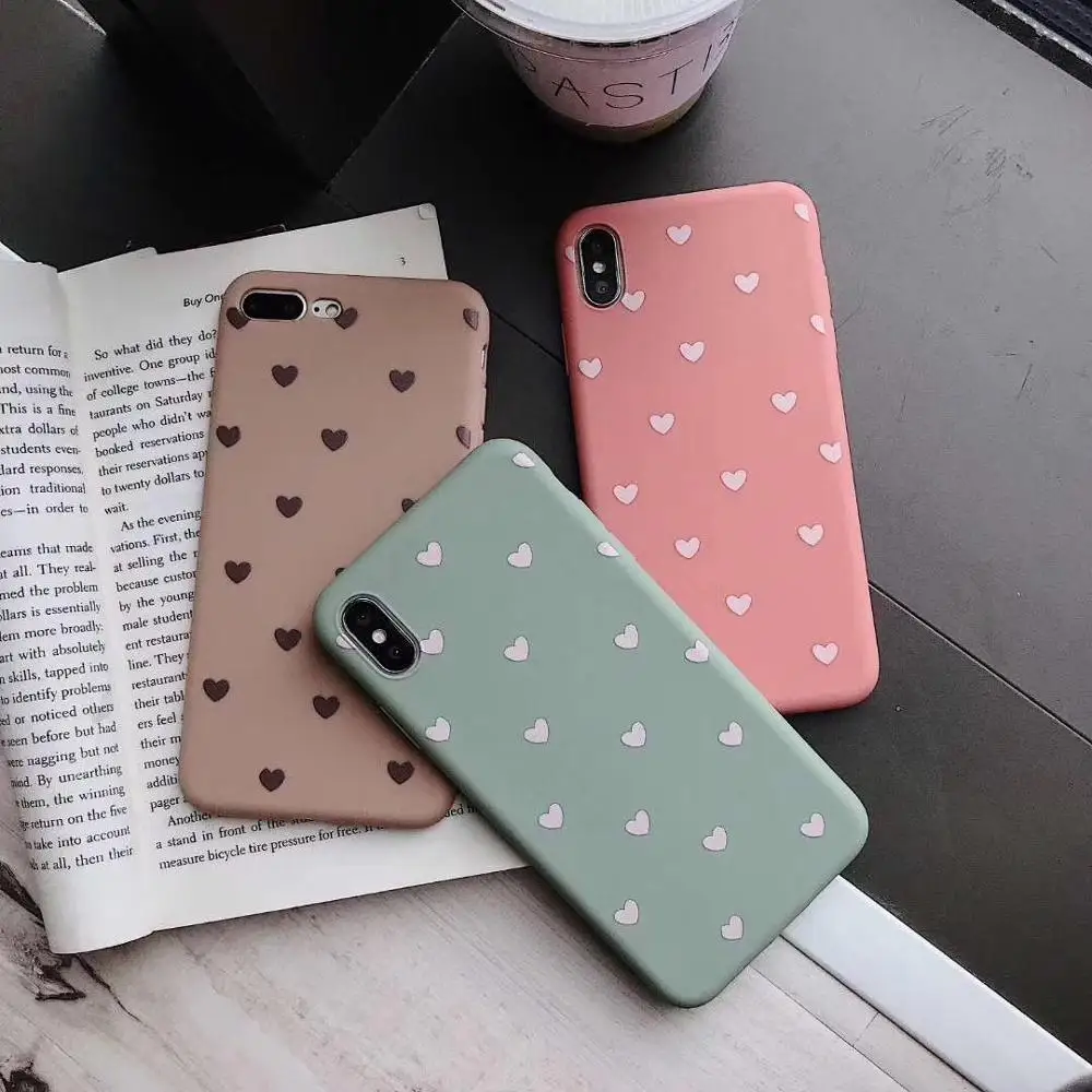 

PEIPENG Love Heart Pattern Silicone Phone Cases Cover For iphone X XS Max XR 6 6S 7 8 Plus Soft TPU Ultra-thin Simple Back Cover