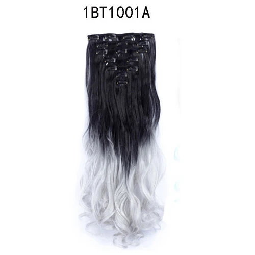 MERISI HAIR 22 Synthetic Deep Wave Hair Heat Resistant Light Brown Gray Blond Women Hair Extension Set Clip In Ombre Hair - Color: SA88 1BT1001A