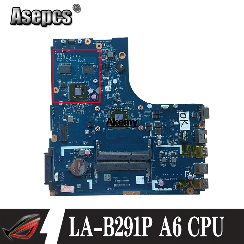 

100% NEW MAINBOARD ZAWBA/BB LA-B291P MOTHERBOARD FOR LENOVO B50-45 NOTEBOOK PC ONBOARD A6 PROCESSOR +VIDEO