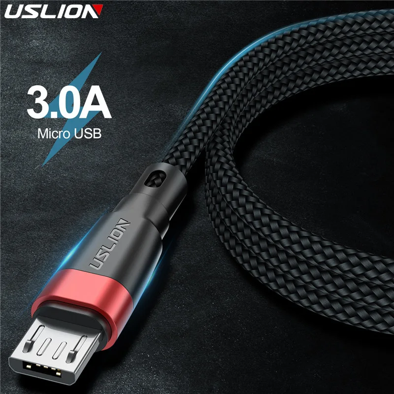

USLION 3A Fast Charging Micro USB Cable USB Data Cable Cord for Samsung S6 Xiaomi Redmi Android Microusb Cable Fast Charge