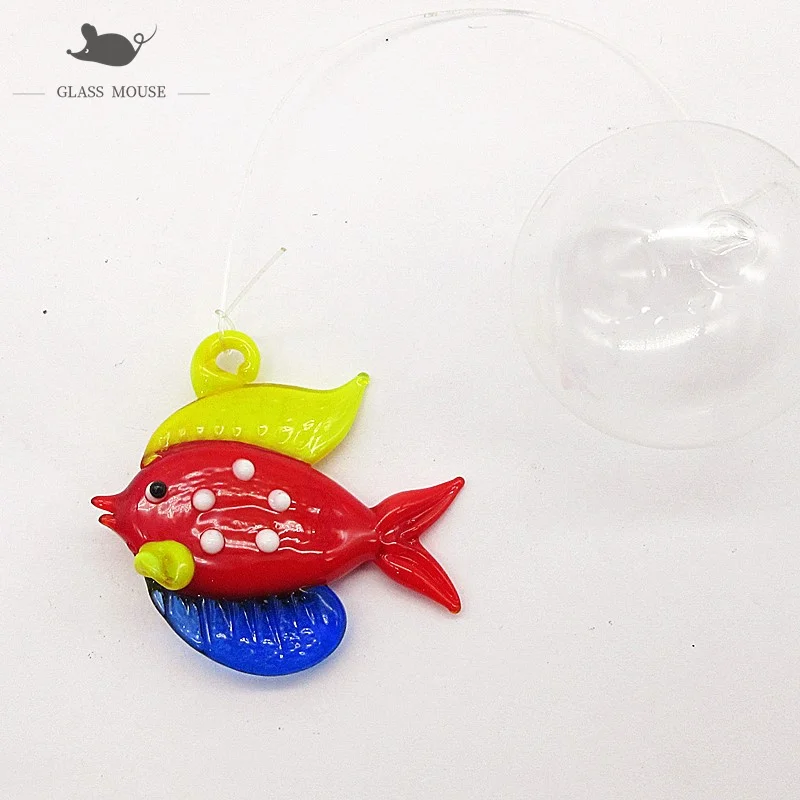 

New Handmade Murano floating glass fish statue ornament Pendant Home Aquarium fish tank decor accessories sea animal Figurine