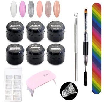 

Poly Gel Nail Kit Nail Art Set Gel Nail Polish Top Coat Base Coat Uv Led Phototherapy Fake Nails Manicure Kit 5012