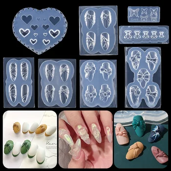 

Silicone Nail Carving Mold 3D Bear Butterfly Mould Stamping Plate Nails Stencils DIY UV Gel Polish Manicure Mould DIY Tools