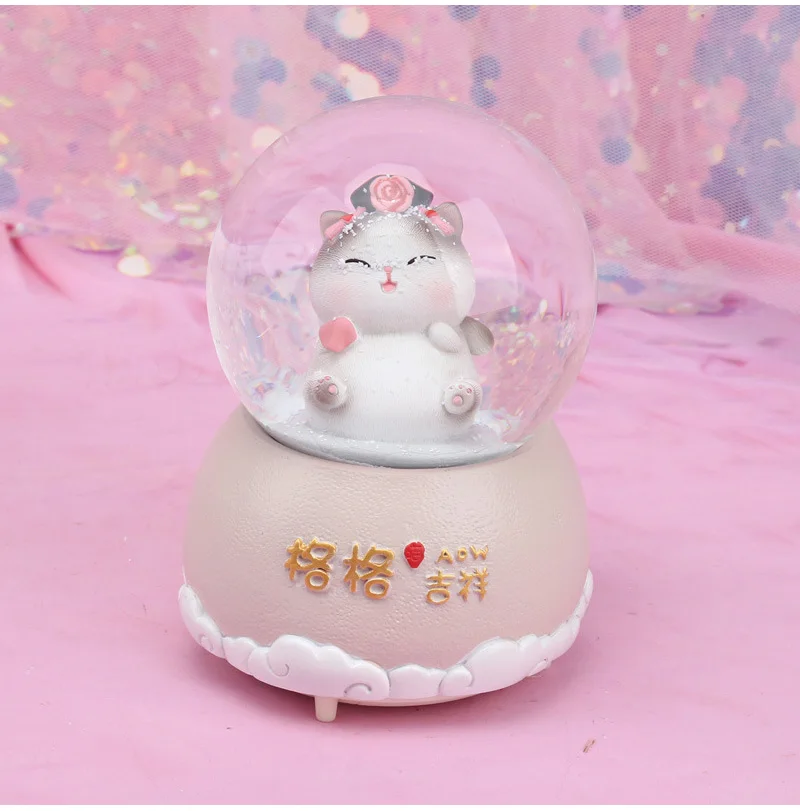 Королевский кот Снежный шар хрустальный шар вращающаяся Рождественская музыкальная шкатулка Рождественское украшение для дома подарок на день рождения