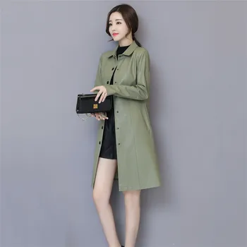 

Women Plus Size 5XL Soft Leather Jacket 2019 New Autumn Ladies Washed PU Leather Trench Long Coats Female Faux Leather Outerwear