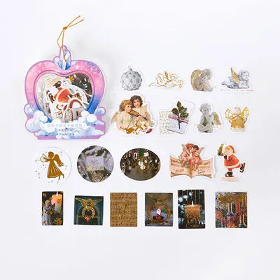 40sheet Christmas gilding sticker bag CHRISTMAS ISLAND Retro stamp stickers bullet journal sticker retro christmas - Цвет: yi dian yuan xu qu