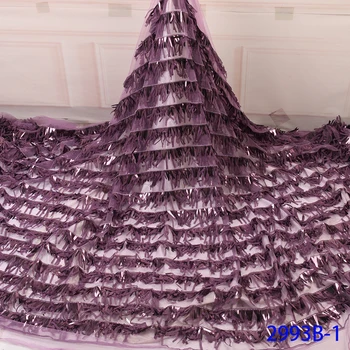 

New Design French Net Sequin Lace Fabric 2019 Latest African Sequence Lace Fabric With Embroidery Tulle Fabric Purple QF2993B-1