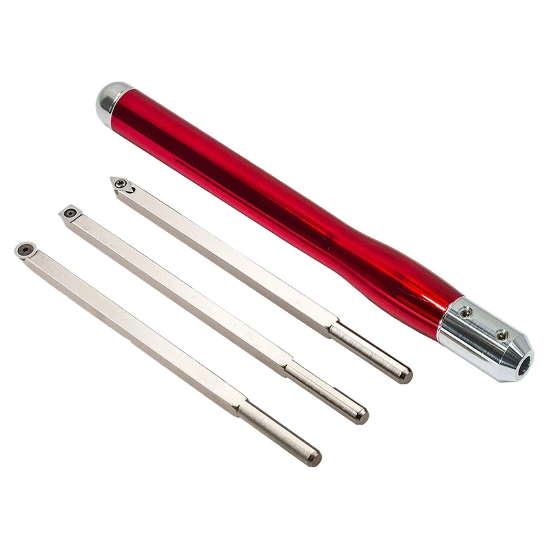 

Woodworking Lathe Turning Tool Mid Size Rougher, Turner and Hollower and Detailer Carbide Wood Turning Hand Tool Set with Interc