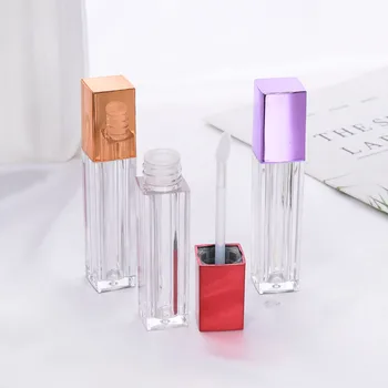 

5.5ml Square Makeup Liquid Empty Refillable Lipstick Lip Gloss Tubes Lip Balm Bottles Transparent Cosmetic Packaging Container