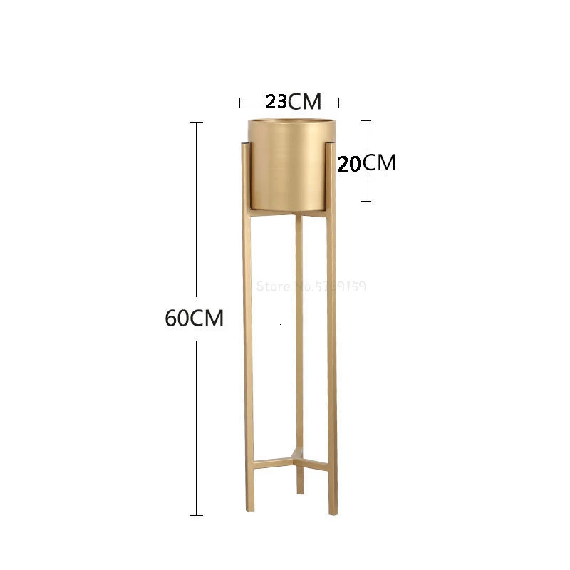Art Flower Airs Golden Light Luxurious Wind Balcony A Living Room Indoor Landing Type Simple And Easy Green Luo Metal Shelf - Color: totalheight60CM