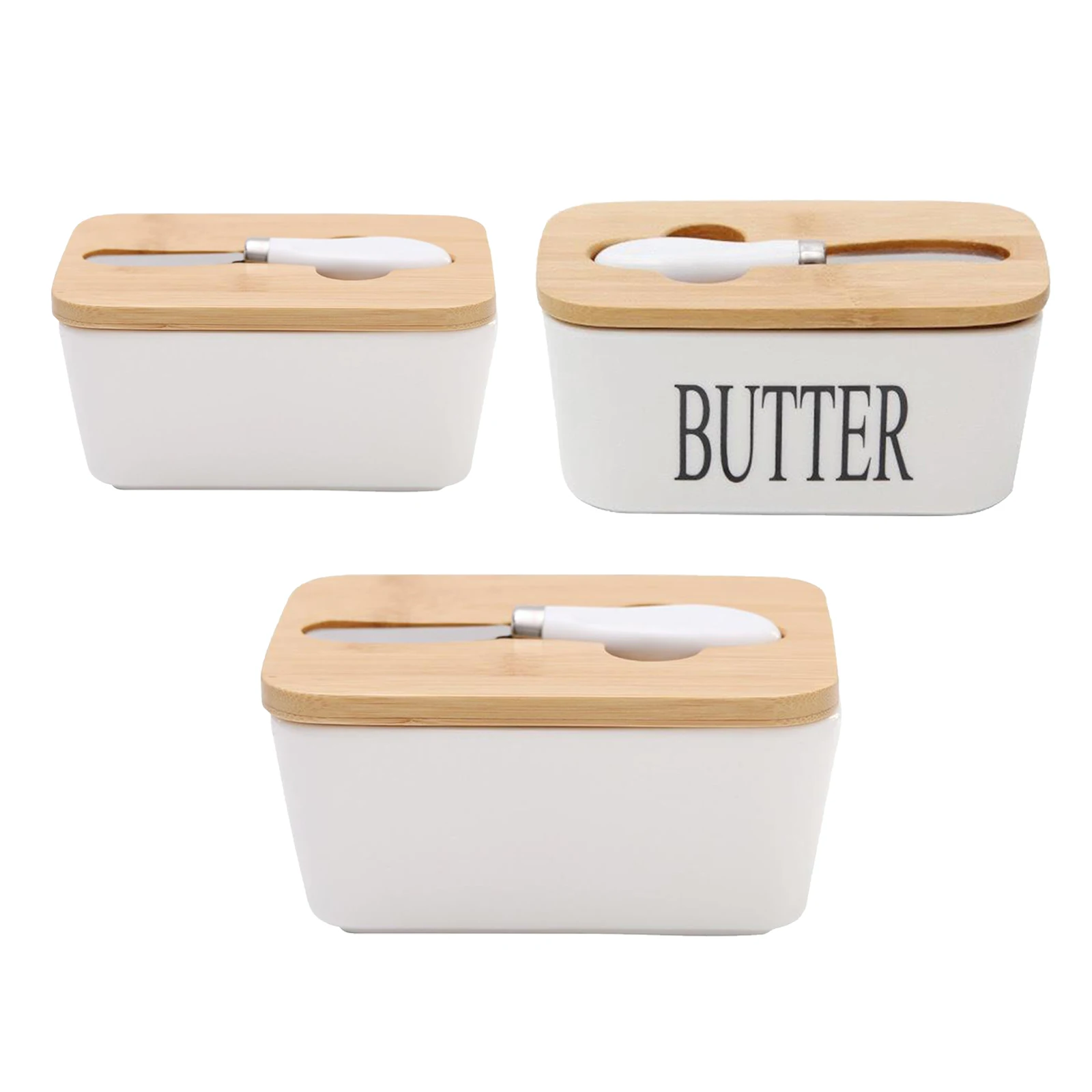 Airtight Butter Dish with Knife Porcelain Butter Keeper Container with Lid Airtight Butter Dish with Knife Porcelain Butter Keeper Container with Lid