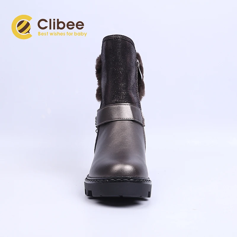 Теплые зимние детские сапоги CLIBEE для девочек водонепроницаемые с толстой