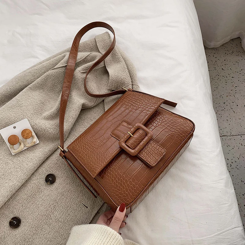 Yellow Brown Ретро модная квадратная сумка через плечо новая качественная кожаная женская дизайнерская сумка с крокодиловым узором сумка через плечо - Цвет: Yellow Brown