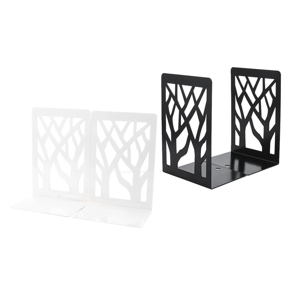 1Pair New Contemporary Mat Simple Metal Bookends Book Ends Pair Black
