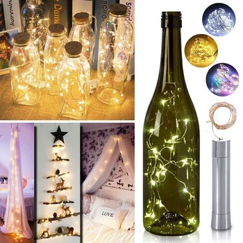 

10/15/20LEDs Garland Bottle String Lights LED Cork Shape Battery Powered Fairy Lights Christmas Decorations for Home Outdoor