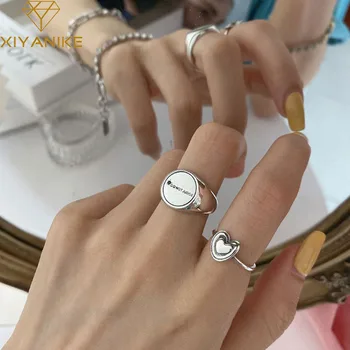 

XIYANIKE 925 Sterling Silver New Korean Love Round Opening Letter Ring Female Fashion Classic Unique Design Retro Кольцо