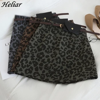 

HELIAR Black Leopard Skirts Women High Waist A-line Skirts With Sashes Wide Leg Highstreet Skirts 2019 Fall Mini Skirts Women
