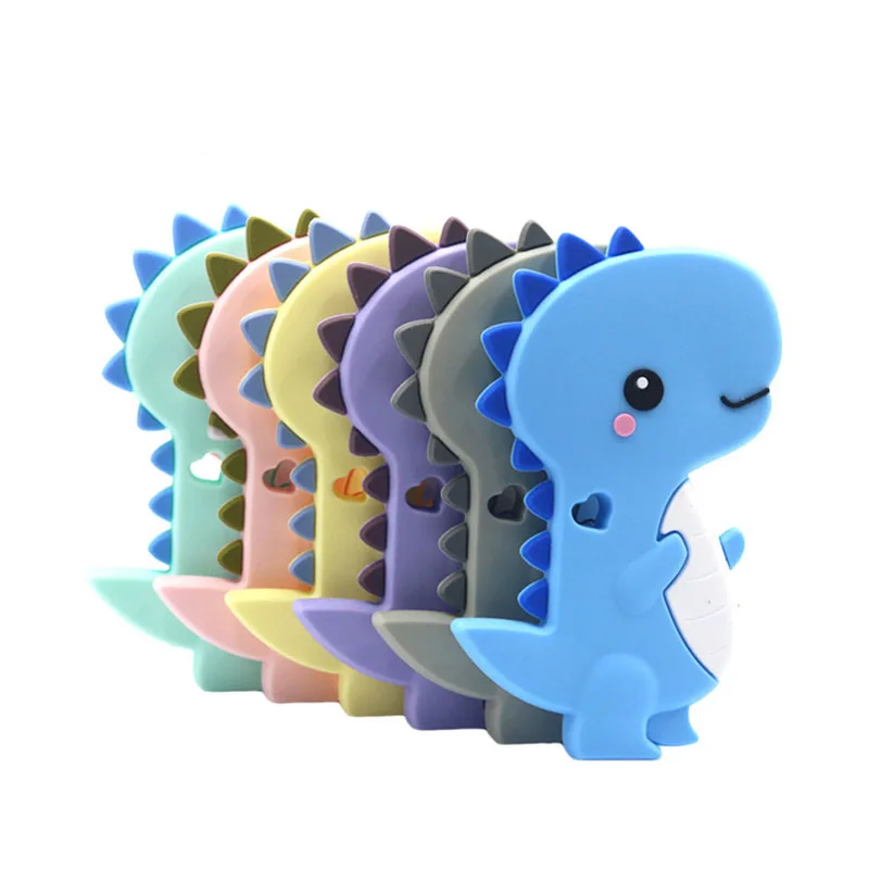 

Tiny Rod 1pc Silicone Teethers Dinosaur Cartoon Shape DIY Pacifier Clip Chains Teething Necklace Nursing Charm Baby Teethers