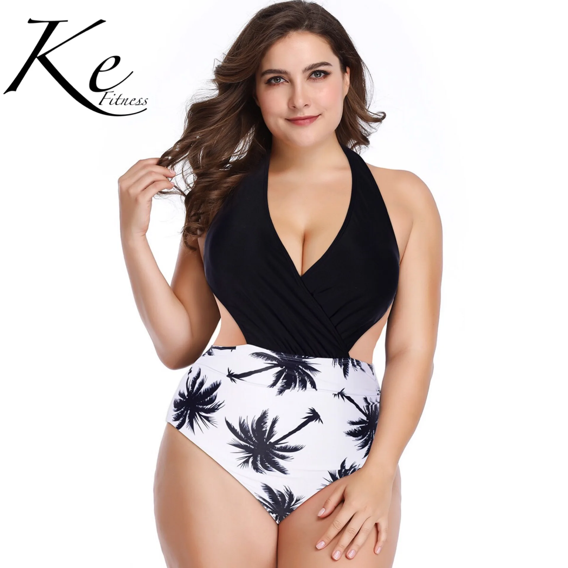 KE сексуальный цельный купальник женский купальник большого размера красный горошек Белый Орхидея печать белые точки Размер S, M, L, XL, XXL, XXXL