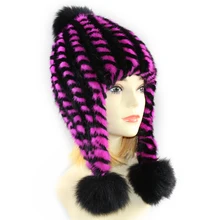 Новое поступление подлинное натуральное трикотажное Норковое меховая шапка женская ручная вязка модные зимние головные уборы Береты ушанка