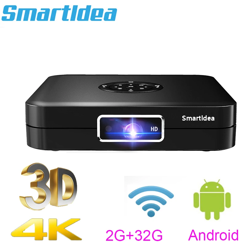 Smartldea K1 4K 3D Android Wifi Bluetooth проектор HD мини светодиодный DLP для IOS/Android OS телефон