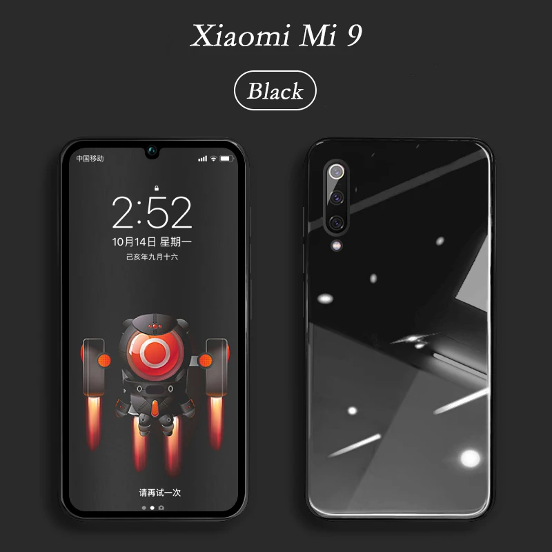 Жидкий силиконовый чехол из закаленного стекла для телефона для Xiaomi mi 9 Lite SE mi 8 mi CC9 mi 9T Red mi K20 Note 7 8 Pro чехол с мягкой рамкой - Цвет: Black