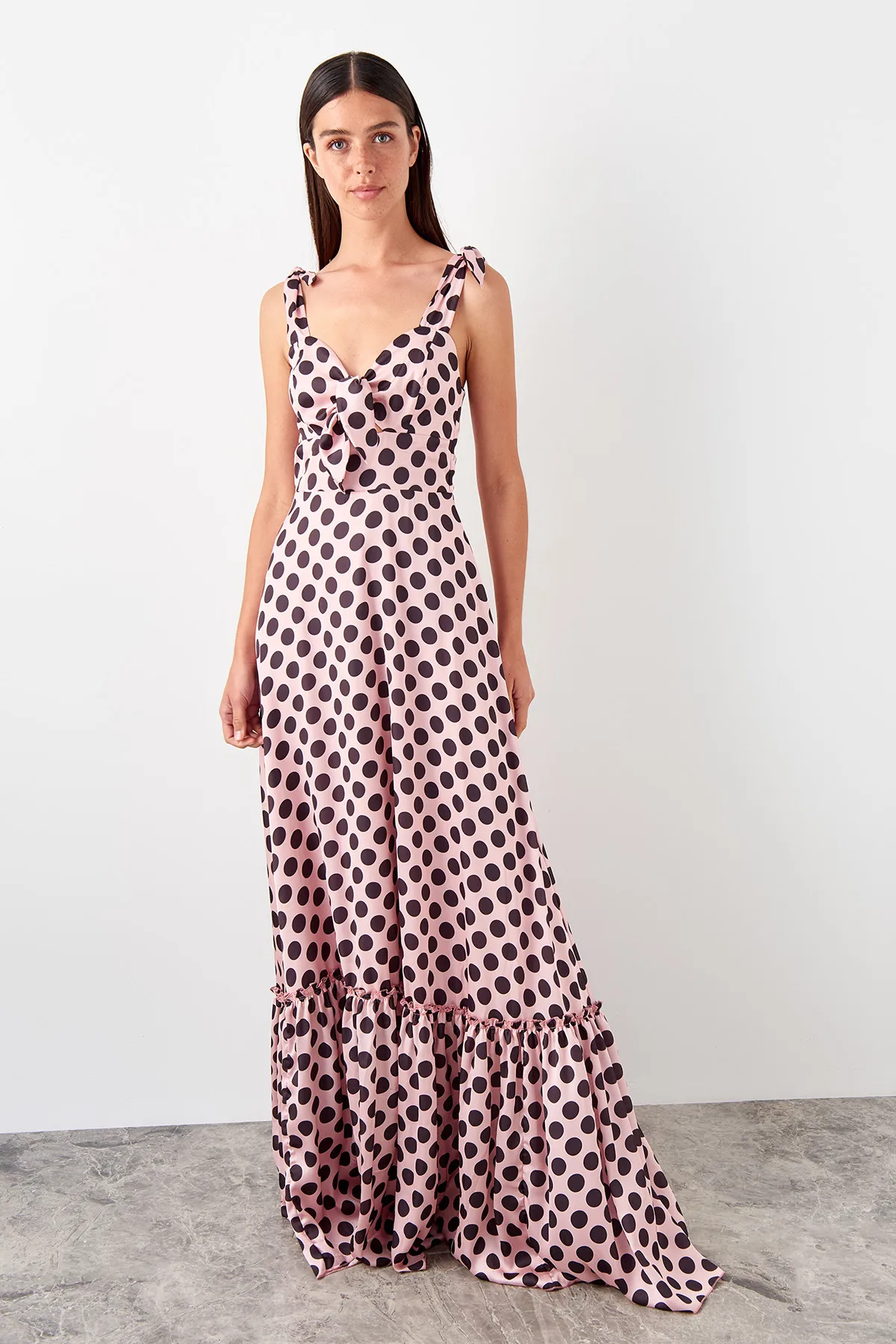 Trendyol Bow Detailed Polka Dot Evening Dress TPRSS19FZ0540 | Свадьбы и торжества