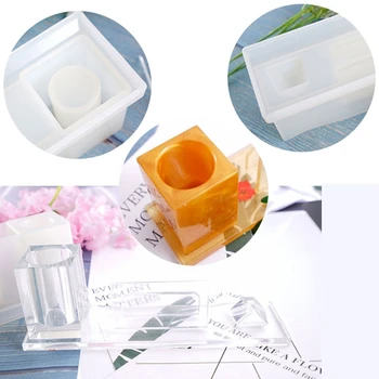 

3 in 1 Multifunctional Pen Holder Photo Frame Resin Molds Home Office Ornaments 124A