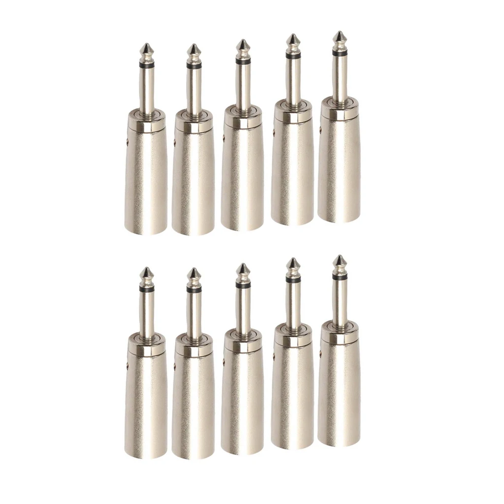 

10Pieces 3Pin XLR Male to 1/4" 6.35mm Mono Male Plug-In Audio Cable Mic Adapter