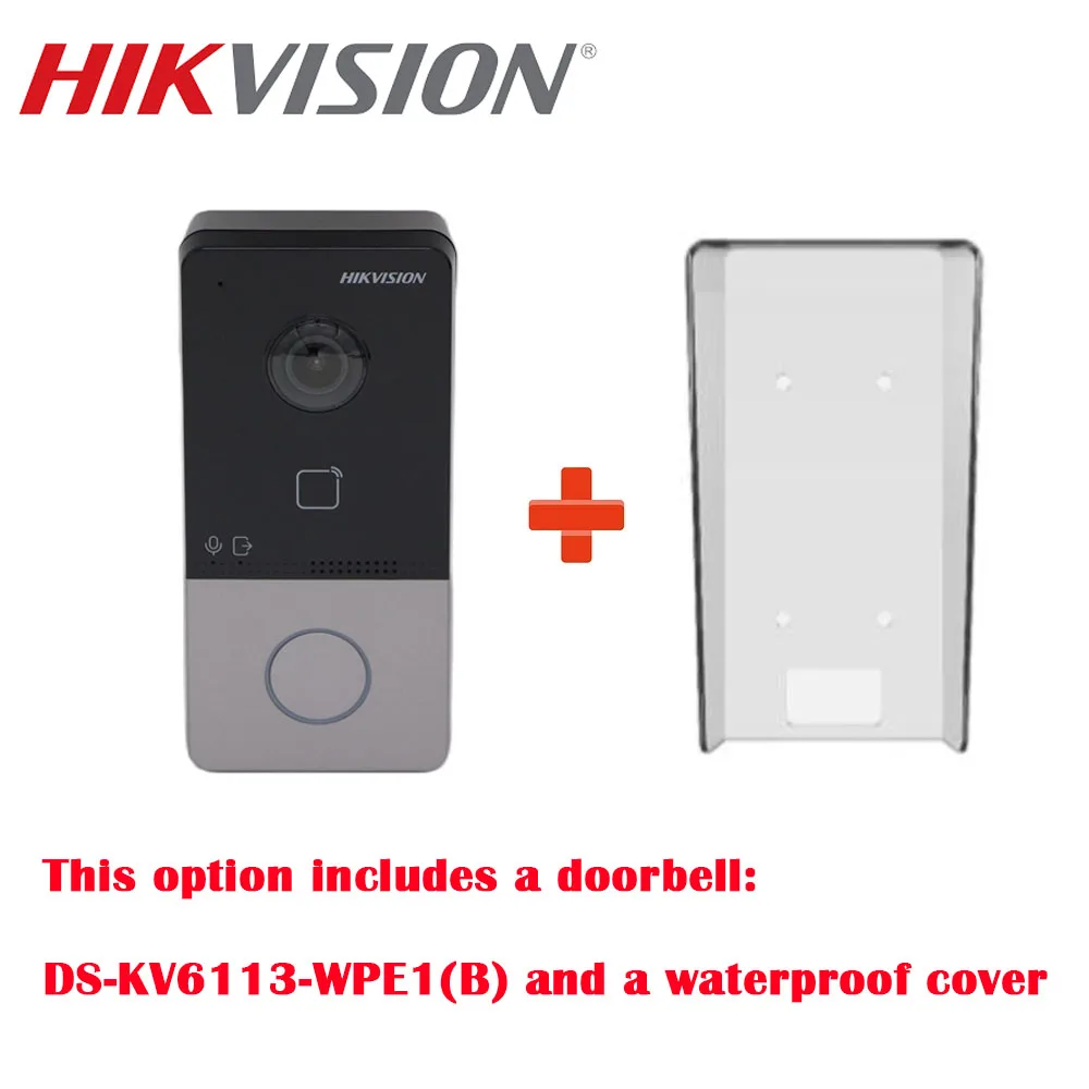 door intercom with camera Hikvision IP Video Intercom Kit DS-KIS603-P(B)  Include DS-KV6113-WPE1 + DS-KH6320-WTE1 POE Doorbell Door Station WIFI Monitor aiphone intercom Door Intercom Systems