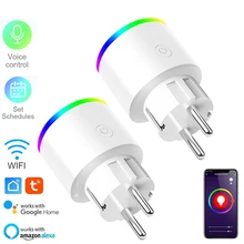 

Smart Wifi Plug Electrical Outlet Wall Plate With Led Night Lights, 220v EU Power Socket Remote Control Voice Timing function