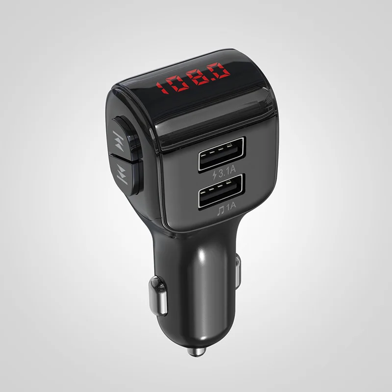 Bluetooth 5,0 FM передатчик автомобильный модулятор беспроводной двойной USB зарядное устройство MP3-плеер GK8899 - Цвет: Черный