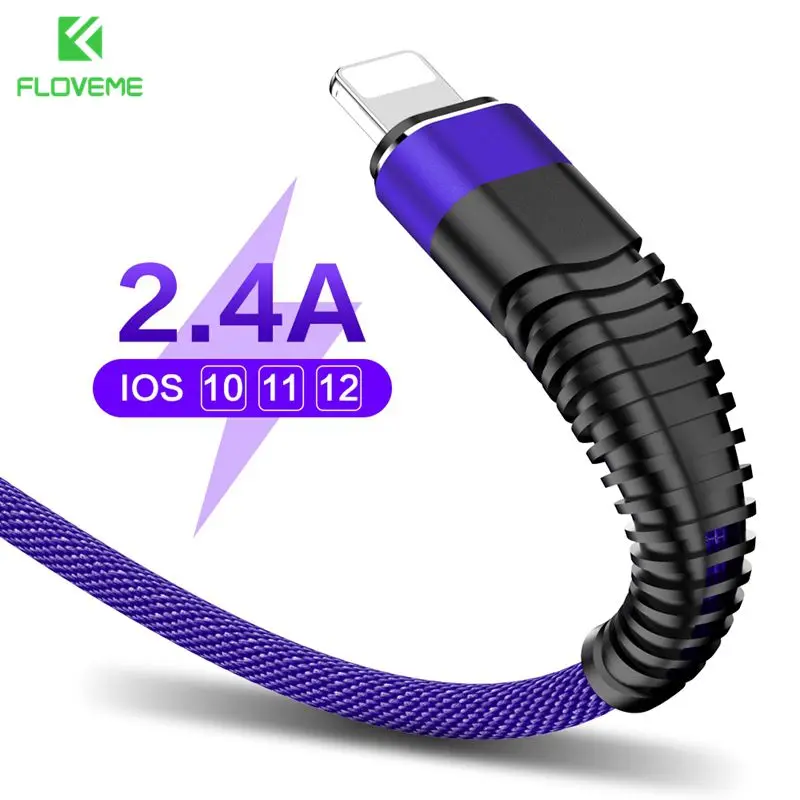  FLOVEME 2.4A USB Beleuchtung Kabel Für iPhone XR X 7 Ladegerät Kabel Beleuchtung Zu USB Ladekabel D