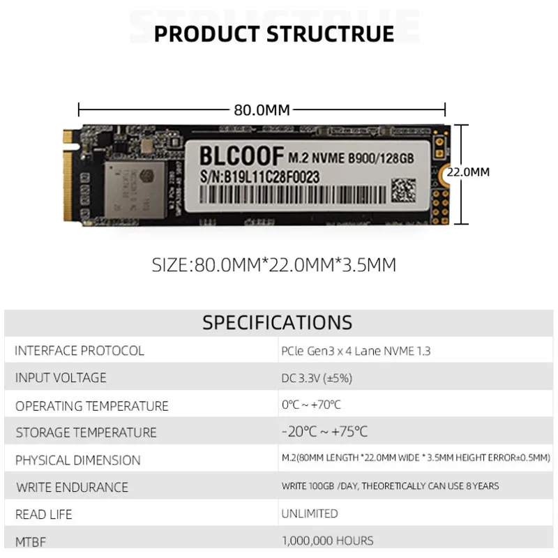 PCIe NVMe M.2 SSD 128 Гб PCIe Внутренний твердотельный BLCOOF SSD B800 с фабрики жесткий диск применяется к ноутбукам и настольным компьютерам