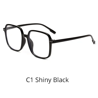 C1 Shiny Black Ralferty, негабаритные женские очки, оправа, женские очки по рецепту, прозрачные, синий светильник, очки, компьютерные очки W95055 - Цвет оправы: C1 Shiny Black