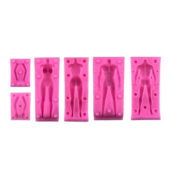 

Promotion! 6Pcs Doll Body Shape Silicone Mold 3D Soft Candy Tool Mannequin Manual Diy Chocolate Baking Decorative Clay Mold Supp