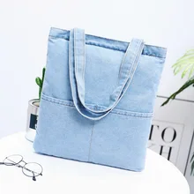 Прямая ковбойская серия стиральная ковбойская Холщовая Сумка через плечо двойная большая емкость двойной карман женская сумка шоппин