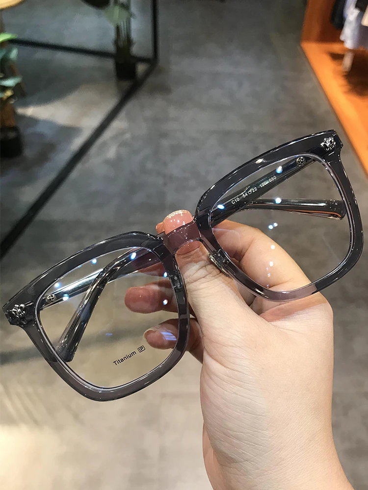 JIANDAN Transparent Plate Big Face Frame For Men And Women Oversize Retro Plain Mirror Myopia  AntiBlue Light Lens Prescription