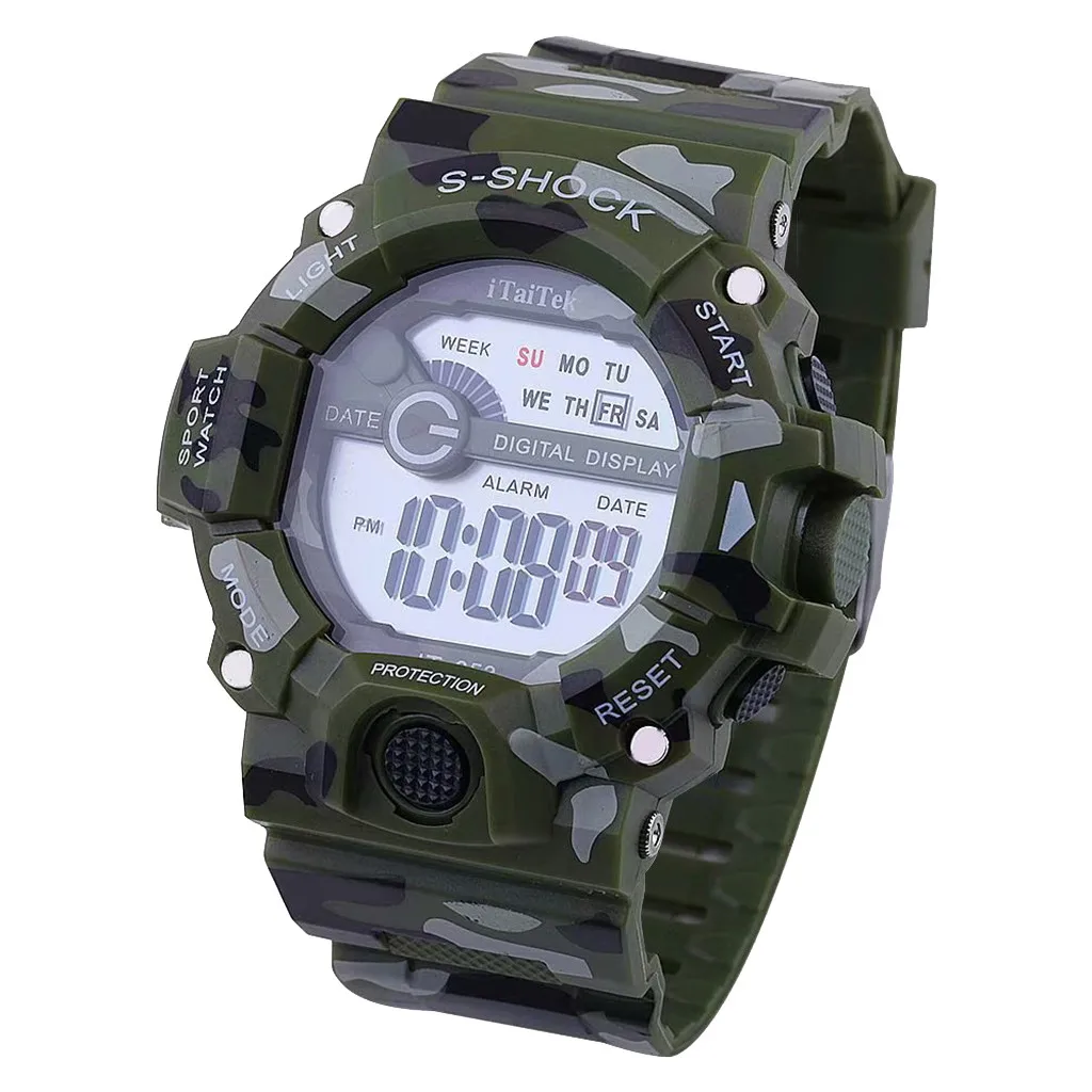 Multifunctional Digital Electronic Watches Sport Watch Camouflage 30M Waterproof Fashion digital Watch montre homme - Цвет: E