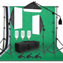 Fotografie Hintergrund Rahmen Unterstützung Softbox Beleuchtung Kit Foto Studio Ausrüstung Zubehör Mit 3Pcs Hintergrund Und Stativ