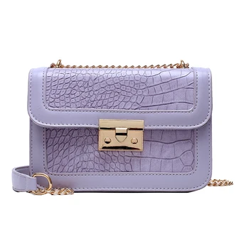 

2020 Fashion square crocodile pattern women's Shoulder Messenger Bag solid color high quality women bag crossbody bags for women