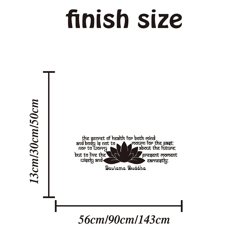 Zen The Secret of Health Lotus Gautama Buddha Wall Sticker Bedroom Living Room Religion Buddha Quote Wall Decal Vinyl Home Decor