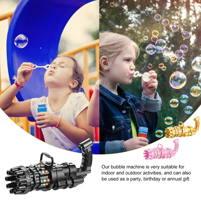 New Kids Automatic Gatling Bubble Gun Soap Bubbles Machine Summer Gatling Blower Bath Toys Outdoor Party Wedding Bubble 6